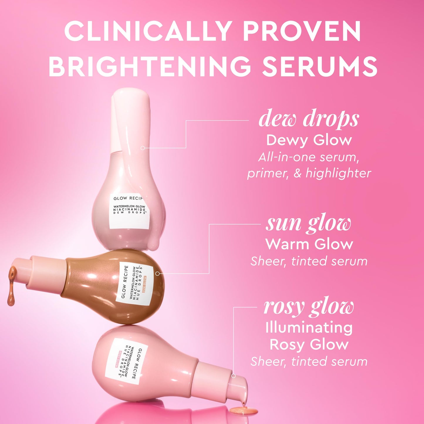 Glow Recipe Watermelon Niacinamide Dew Drops, Korean Niacinamide Serum Drops, Hydrating Face Serum + Primer & Liquid Highlighter, Hyaluronic Acid, Dewy Glow (40ml)